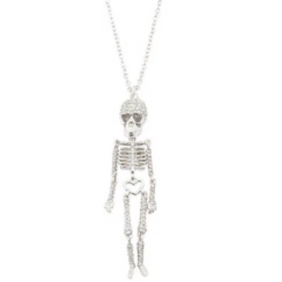 Betsey Johnson Jewelry - Betsey Johnson Faux Stone Pavé Skeleton Pendant Long Necklace